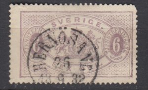 J30372, 1881-96 sweden used #o16 official,s perf 13, 60.00 scv