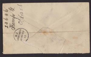 New Zealand 1892 SSFQ Registered mail - RARE