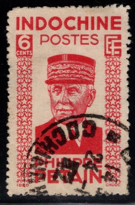 French Indo-China Scott 219 Used  Petain stamp