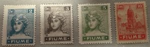 Fiume 1918 Sc. 3,4,5,7a, Unused