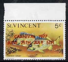 St Vincent 1977 Fish 5c with Carnival overprint in red, u...