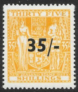 NEW ZEALAND SGF186 1939 35/= on 35/= ORANGE-YELLOW MTD MINT