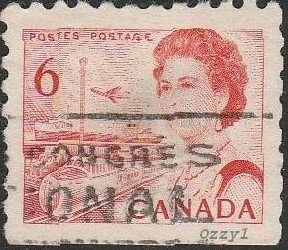 Canada #459 1968 6c Orange QEII USED-Fine-HM.