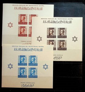 SPANISH MOROCCO Sc RA1a-3a LH SOUVENIR SHEETS OF 1937 - GENERAL FRANCO