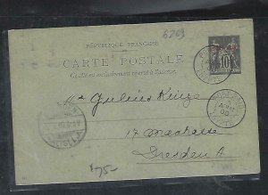 PORT SAID EGYPT FRENCH COLONY COVER (P2811B)10C PSC 1900 SENT TO GERMANY, NO MSG 