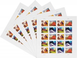 Barn Postcard Forever Postage Stamps 5 Sheets total 100 stamps