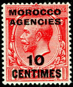 MOROCCO AGENCIES SG193, 10c on 1d scarlet, NH MINT.