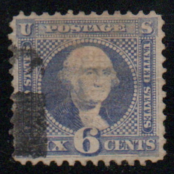 USA #115 VF, cork cancel, small thin, pretty color! Retail $225