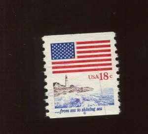 1891 Flag & Anthem Issue Used Plate #6 Coil Stamp (BX 3874)