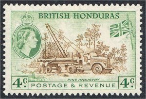 British Honduras 1953 Pine Industry Logging Truck Flag Definitive Stamp #147 MNH