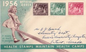 New Zealand 1956 Health Stamps Semi-Postal First Day Cover addressed to Canada.