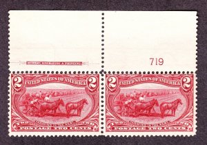US 286 2c Trans-Mississippi Plate #719 Inscription Pair F-VF OG NH SCV $160