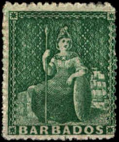 Barbados  #15, Incomplete Set, 1861, Hinged