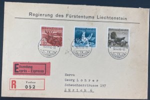 1946 Vaduz Liechtenstein Express Cover To Zurich Switzerland Sc#219-221