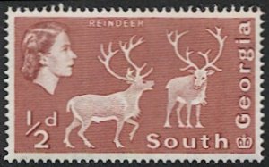 SOUTH GEORGIA 1963, 1/2d Sc 1 Mint nH VF, Reindeer