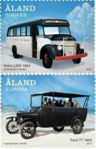 Aland Islands Åland 2012 Antique Buses Volvo L224 Ford TT Set of 2 stamps MNH