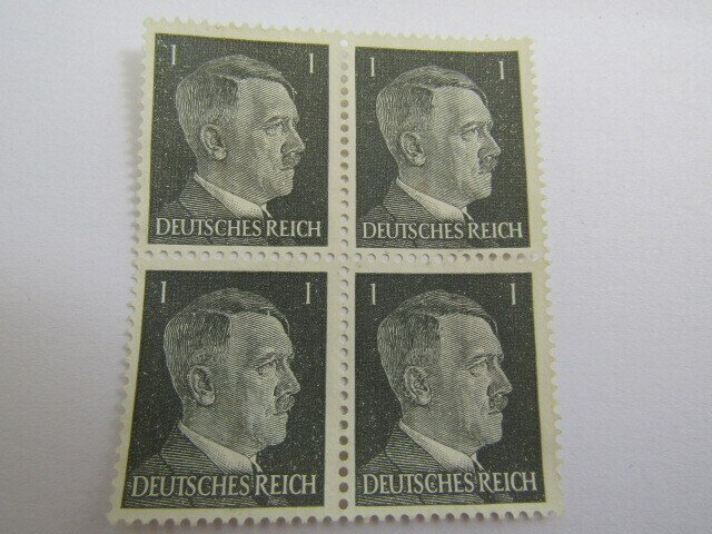Germany 1941-44, Scott #506 block of 4 MNH 1pf No Gum, Hitler Head Issue,