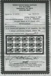 U.S. #LO2 MINT SINGLE WITH COPY OF WEISS CERT, FULL OG HINGED