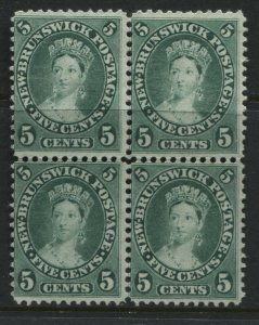 New Brunswick QV 1860 5 cents block of 4 unused no gum