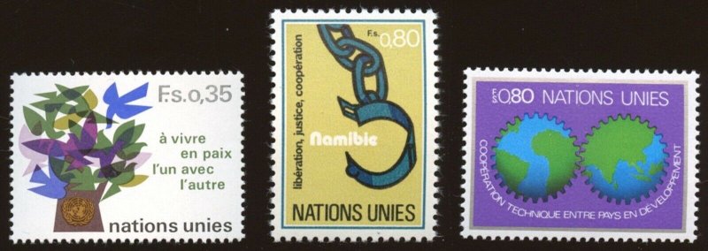 UN - Geneva;  Scott # 73, 76 & 81, MNH.