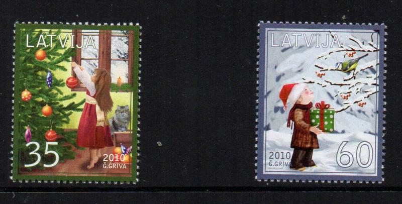 Latvia Sc 773-4 2010 Christmas stamp set mint NH