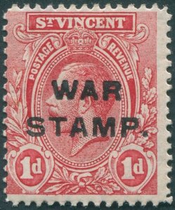 St Vincent 1916 1d red War Stamp Setting I SG122 unused