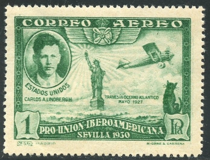 Spain Scott C56 Unused VFHOG - Lindbergh - SCV $4.00