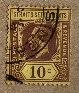 Straits Settlements 1932 scarce KGV 10c on bright yellow. Scott 191. SG 231b