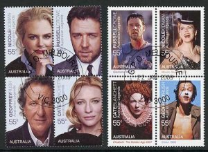 Australia SG3113a/7a 2009 Legends of the Screen Blocks of 4 Fine Used