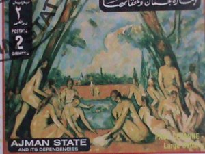 AJMAN-1972 COLORFUL FAMOUS NUDE ARTS PAINTING CTO BLOCK VERY FINE