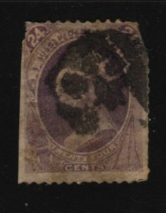 1870 Winfield Scott Sc 153 used 24c purple with skull cancel, faulty