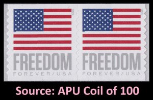 US 5788 Old Glory Freedom F pair APU (from small coil) MNH 2023