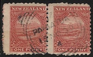 NEW ZEALAND 1900 Sc 85 Used 1d pair- PAHIATUA  Postmark/cancel