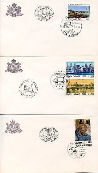 SAN MARINO GROUP OF EIGHT  1980  OFFICIAL FIRST DAY COVERS 