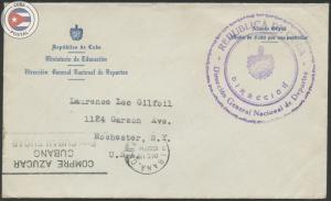 Cuba 1943 Ministerio de Educacion Cover with Nacional de Deportes Stamp