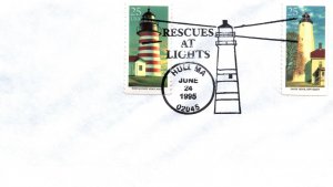 SPECIAL PICTORIAL POSTMARK RESCUES AT LIGHTHOUSES DUAL FRANKING AT HULL MASS '95