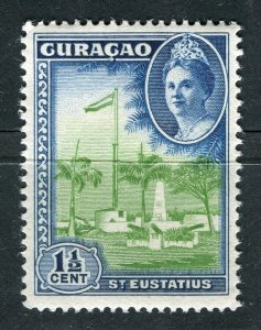 NETHERLANDS CURACAO; 1942 early Wilhelmina Airmail issue Mint hinged 1.5c. value