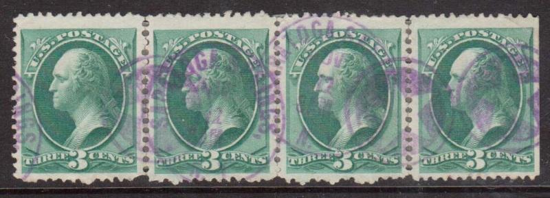 USA #184 Used Scarce Strip Of Four