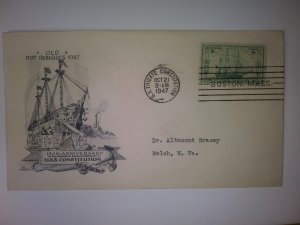SCOTT #951 FIRST DAY OF ISSUE USS CONSTITUTION FRIGATE DAY LOWRY CACHE