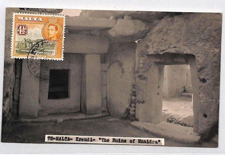 CB263 1940s Malta KGVI Pictorial Issue VIEW SIDE USAGE Ruins RP Postcard Local