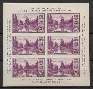 1934 Sc750 Mt Rainer MNH OG S/S