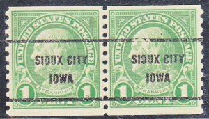 Precancel - Sioux City, IA PSS 597-61 Coil Pair - No Gum