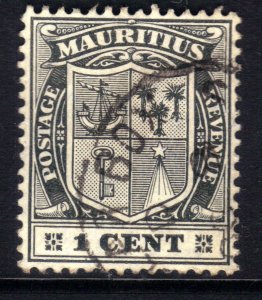 Mauritius 1921 KGV 1ct Black used SG 205 ( D1171 )