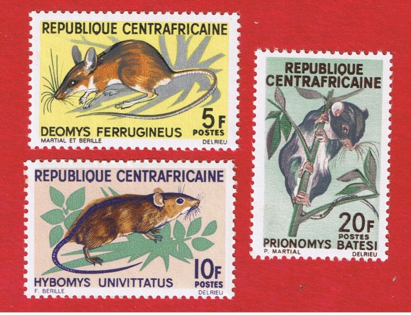 Central Africa #73-75  MNH OG  Mice  Free S/H