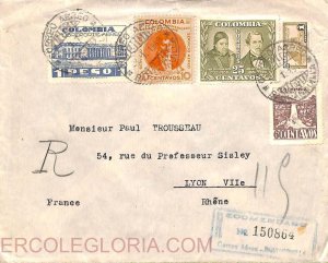 ad6208 - COLOMBIA - Postal History -  REGISTERED COVER to  FRANCE 1948