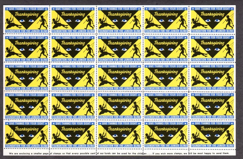 USA., Seals, Foundation for the junior blind, sheet of 25, Lot 230803 -01