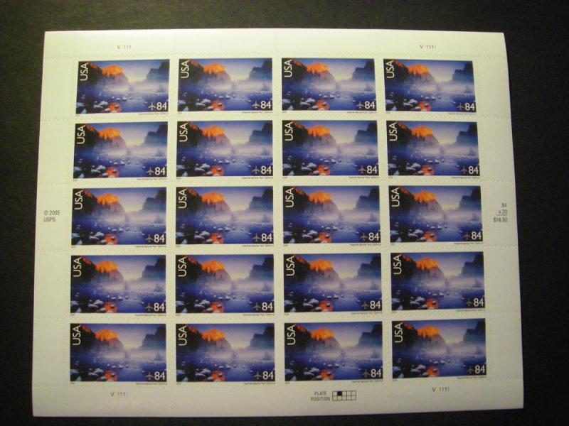 Scott C141, 84c Yosemite, Sheet of 20 #V11111, MNH Airmail, Scenic Landscapes