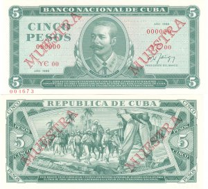 1988 Caribbean  Antonio Maceo 5 Pesos  Specimen  GEM Crispy  UNC