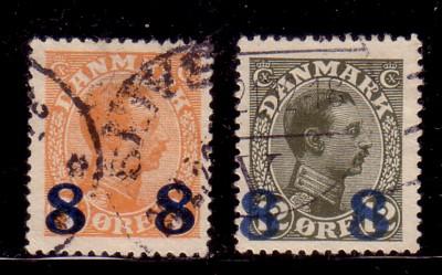 Denmark Sc 161-2 1921 Chritian X ovptd stamps used