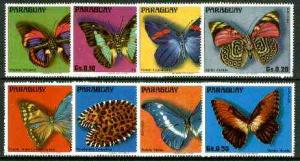 Paraguay 1975 Butterflies complete perf set of 8 unmounte...